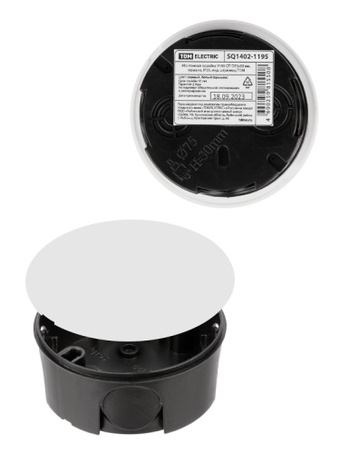 Монтажная коробка У195 СП D75х30 мм, крышка, IP20, инд. штрихкод TDM | код SQ1402-1195 | TDM