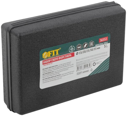 Фрезы по дереву (сверла Форстнера) усиленная сталь 5шт 15/20/25/30/35мм FIT 36552 фото 3