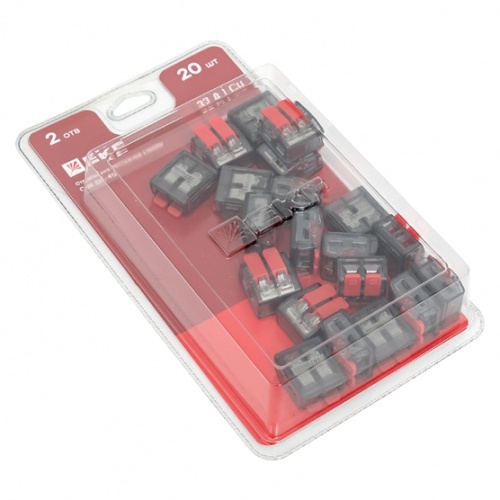 Клемма СМК 221-412 с рычагом 2 отверстия 0.2-4.0 мм2 блистер EKF PROxima | код plc-smk-221-412b-20 | EKF