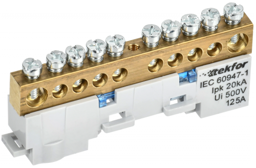 TEKFOR Шина N ноль неизолированная на универсальном держателе 8х12-10-С IEK | код TF-NN20-10-DL-K07 | IEK