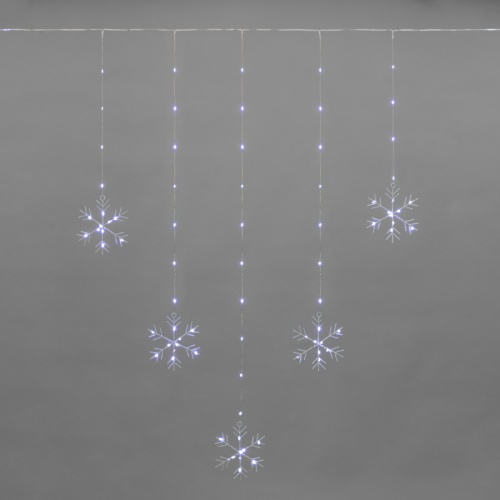 Гирлянда Светодиодный занавес из росы с фигурами Снежинок БЕЛЫЙ IP20 USB + пульт управления NEON-NIGHT | код 315-845 | NEON-NIGHT