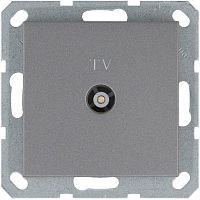 Розетка TV9.5 мм проходная с накладкой, цвет Алюминий | код G6002S | Jasmart