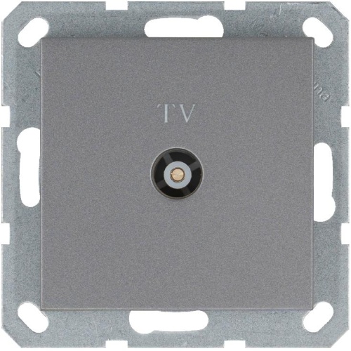 Розетка TV9.5 мм проходная с накладкой, цвет Алюминий | код G6002S | Jasmart