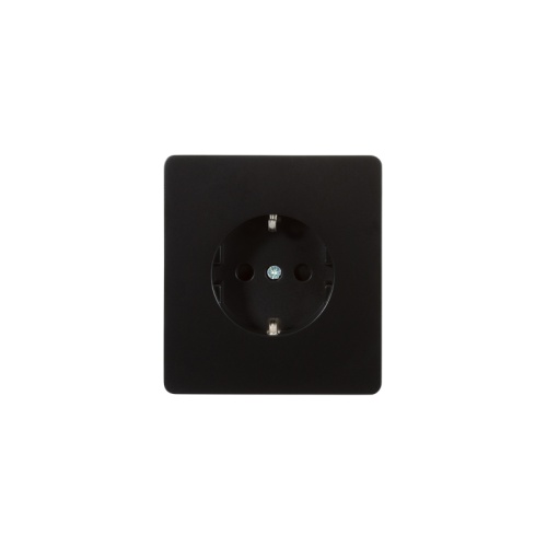 Розетка ROUND 1-ая с/з с/у, со шторками 16А оникс KRANZ | код KR-78-0701-3 | KRANZ