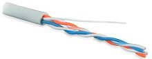 Кабель витая пара неэкранированная U/UTP категория 5 2 пары (24 AWG) многожильный (patсh) LSZH нг(С)-HF серый, Hyperline UUTP2-C5-P24-IN-LSZH-GY-500 (500 м) | код 229836 | Hyperline