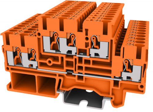 TPD2.5-3-OG Клемма TP 1-2 проходная 2-уровневая, сеч.2.5мм2, оранж., шт | код TPD2.5-3-OG | SUPU
