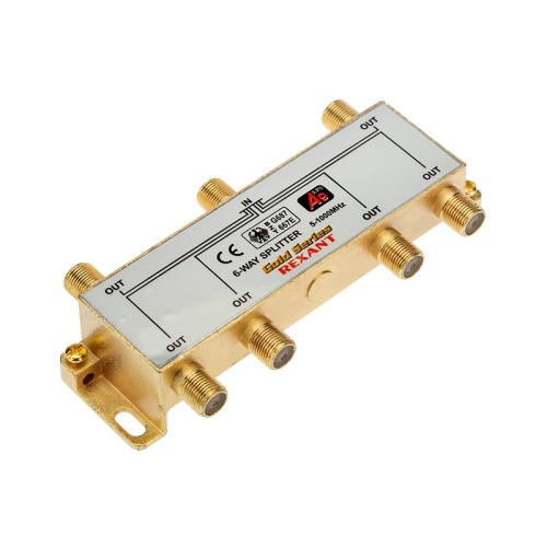 ДЕЛИТЕЛЬ ТВ х 6 + 7шт. F BOX 5-1000 МГц GOLD REXANT | код 05-6104-1 | REXANT