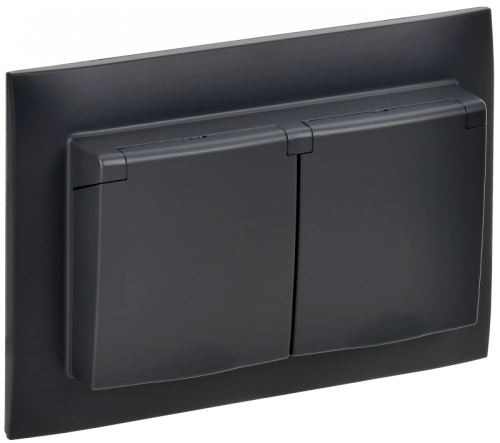 SKANDY Роз. 2-я с кр. 16А в сб IP44 SK-R12Bl черн. IEK | код SK-R26-16-44-K02-F | IEK