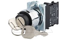 Переключатель PB1S, с ключом, 0-I, фиксация, ключ выним. в 0 и I, 1NO, 6A 230VAC/24VDC, 22mm, IP65 | код PB1S-10Y/E | АРТ