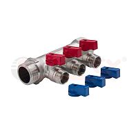 Коллектор с отсекающими кранами 1дюймх3вых. 1/2дюйм нар. (23) К | код VF.580.N.0603 | VALFEX