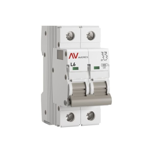 Выключатель автоматический AV-6 2P 6A (L) 6kA EKF AVERES | код mcb6-2-06L-av | EKF