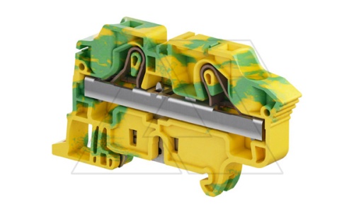 Клемма ZK10-PE/10 пружинный зажим, для заземления, 2 контакта, 1200А/1с, ж./зеленый | код 71015000 | Entrelec