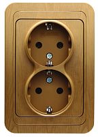 Розетка 2-м СП Mimoza 16А IP20 с заземл. дуб Makel 24282