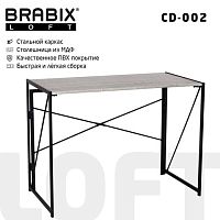 Стол на металлокаркасе BRABIX LOFT CD-002, 1000х500х750 мм, складной, цвет дуб антик | код 641213 | BRABIX