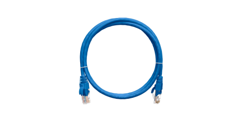 Шнур коммутационный NIKOMAX U/UTP 4 пары, Кат.5е (Класс D), 100МГц, 2хRJ45/8P8C, T568B, заливной, с защитой защелки, многожильный, BC (чистая медь), 24AWG (7х0,205мм), PVC нг(А), синий, 1м | код NMC-PC4UD55B-010-BL | NIKOMAX