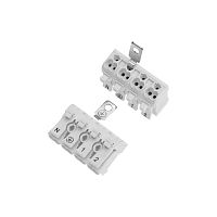 Клемма пружинная соединительная КСП 4-полюсная с заземлением и с монтажными ножками (50 шт./уп.) REXANT | код 07-6216-2 | REXANT