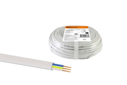 Шнур ШВВП 3х0.5 ГОСТ (бухта 50м) белый | код SQ0120-0023 | РЭМЗ ТМ Шнур ШВВП 3х0.5 ГОСТ (бухта 50м) белый | код SQ0120-0023 | РЭМЗ ТМ