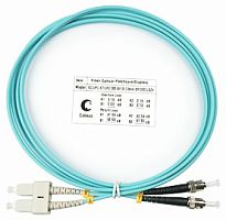 Cabeus FOP-50-SC-ST-1,5m Шнур оптический duplex SC-ST 50/125 mm OM3 1,5м LSZH | код 8492c | Cabeus