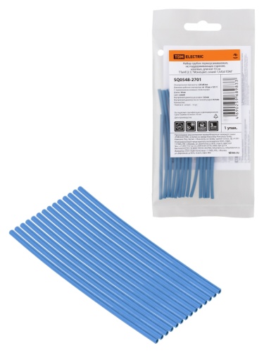 Набор трубок термоусаживаемых, клеевых Моноцвет, синий 1,5/0,6 TDM | код SQ0548-2701 | TDM