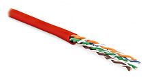 Кабель витая пара неэкранированная U/UTP категория 6 4 пары (24 AWG) многожильный (patсh) без разделителя LSZH нг(С)-HF красный, Hyperline UUTP4-C6-P24-NCR-IN-LSZH-RD-100 (100 м) | код 273531 | Hyperline