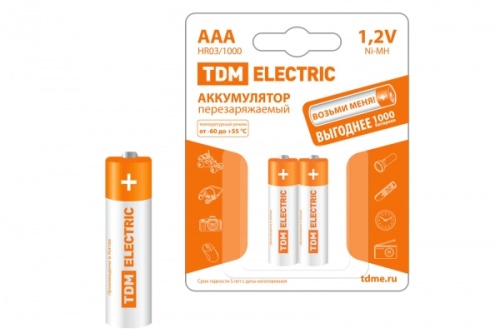 Аккумулятор AAA-1000 mAh Ni-MH BP-2 TDM | код SQ1702-0075 | TDM