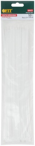 Хомуты нейлоновые, белые для проводов, 50 шт., 300X3 | код 60423 | FIT фото 3 Хомуты нейлоновые, белые для проводов, 50 шт., 300X3 | код 60423 | FIT фото 3