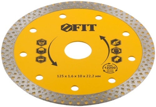 Диск отрезной алмазный универс. 125х1.6х10х22.2мм сухая и влажная резка FIT 37532