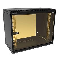 Шкаф настенный 19' 9U 600х350мм стеклянная дверь (без задн. стенки) RAL 9005 | код 05-1090-B | SUPRLAN