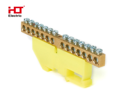 Шина N ноль на DIN-изол ШНИ-8х12-14-Д-желтый HLT | код 081-03-17 | HLT