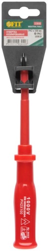 Отвертка изолированная 1000 В, CrV сталь, пластиковая ручка РН2x100 мм | код 55808 | FIT фото 3