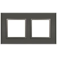 Рамка 2-м Elegance 14-5102-16 для розеток и выключателей стекло титан Эра Б0065835