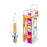 Лампа светодиодная LED 5Вт E14 CLB60 тепло-бел, Filament прозр.свеча на ветру | код 4058075212336 | LEDVANCE