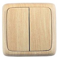 Выключатель 2-кл. ОП Альфа 16А IP20 с монтаж. пластиной сосна HEGEL ВА16-155-02