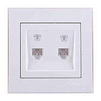 Розетка RAIN телефонная двойная евро белая | код 703-0202-138 | LEZARD