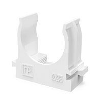 Крепеж-клипса для труб для прямого монтажа белая в п/э d25 мм (100шт/700шт уп/кор) Промрукав | код PR13.02563 | ПРОМРУКАВ