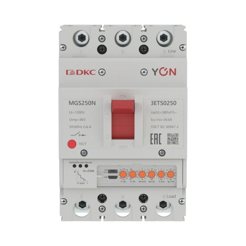 Выключатель автоматический в литом корпусе MGS250N 3P 100-250А 36кА с электронным расцепителем ETS YON MGS250N-3ETS0250 фото 2