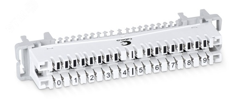Плинт соединительный на 10 пар, крепление на хомут и штангу, маркировка 0-9 | код CM-10P-P | Cabeus