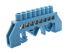 Шинки нулевые латунные универсальные ШНИ 6х9мм 8 отв. цвет синий | код DBN-16-08N | Engard