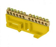 Шина “N” нулевая с изолятором на DIN-рейку 6*9 мм стойка бол 8групп желтый (ANDELI) | код ADL16-296 | ANDELI