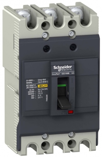 Автоматический выключатель EZC100 7,5 кА/400 В 3П3T 60 A | код. EZC100B3060 | Schneider Electric 