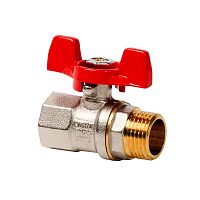 Кран шаровой ручка бабочка латунь внутр./наружн. резьба 3/4дюйм PN25 никель (инд. упак.) | код 34893 | RTP