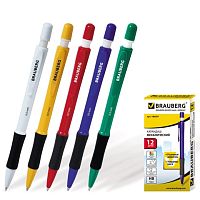 Карандаш механический BRAUBERG Nova, корпус ассорти, резиновый грип, ластик, 0,5 мм, 180397 | код 180397 | BRAUBERG