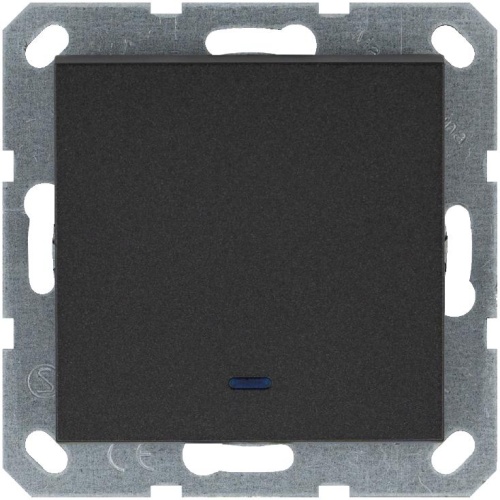 Выключатель одноклавишный проходной со светодиодом 10A 250V~ с накладкой, цвет Антрацит | код G3012NB | Jasmart Выключатель одноклавишный проходной со светодиодом 10A 250V~ с накладкой, цвет Антрацит | код G3012NB | Jasmart