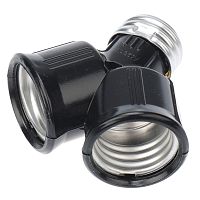 Разветвитель цокольный Е27-2хЕ27 черный REXANT | код 11-8860 | REXANT