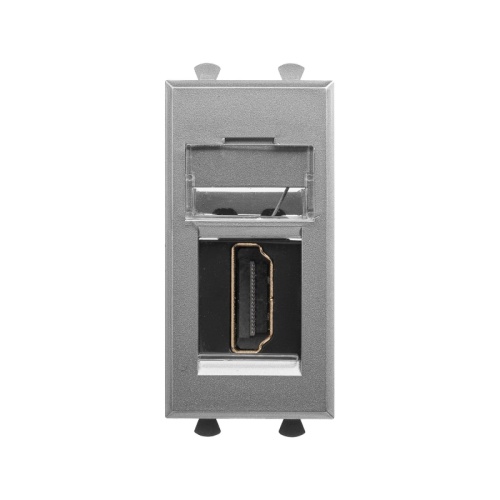 HDMI розетка модульная, тип А-А, Avanti, Закаленная сталь, 1 модуль | код 4404251 | DKC