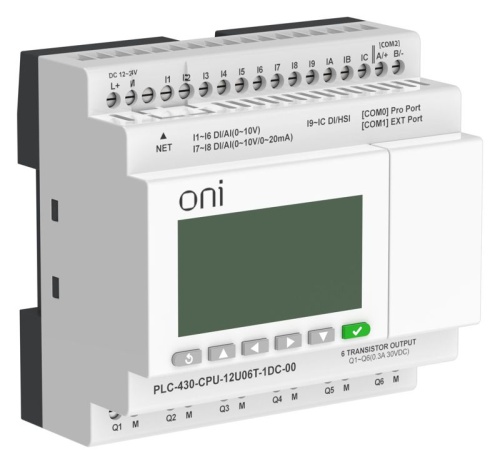 Модуль ЦПУ 4 DI 6 UI (0-10 В/DI) 2 UI (0-10 В/0-20 мА/DI) 6 TO 24В DC с Ethernet портом с экраном | код PLC-430-CPU-12U06T-1DC-00 | ONI фото 5