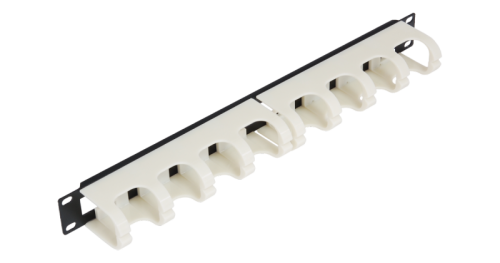 Органайзер кабельный NIKOMAX 19, 1U, глубина колец 48мм, для 110 кроссов, металлический, с пластиковыми кольцами, белый с черным основанием | код NMC-OP110 | NIKOMAX