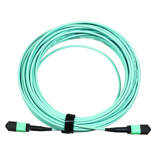 Сборка кабельная MPO-MPO, 12 волокон OM3, тип B (Key Up-Key Up), низкие потери, LSZH, 20 м, аква | код LAN-12M-12M/OM3B-20 | LANMASTER