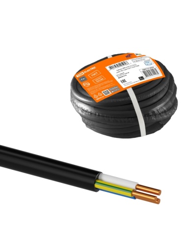 Кабель ВВГнг(А)-LS 3х2.5 ок(N. PE)-0.66 ГОСТ (бухта 50м) | код SQ0117-0448 | РЭМЗ ТМ