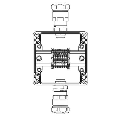 Взрывозащищенная клеммная коробка из полиэстера TBE-P-03 -(6xCBC.2) -1x6018ANP22BKM2SB(A) - 1x6018ANP22BKM2SB(C)1Ex e IIC Т5 Gb / Ex tb IIIC T95°C Db IP66 | код 1231.031.19.02G | DKC